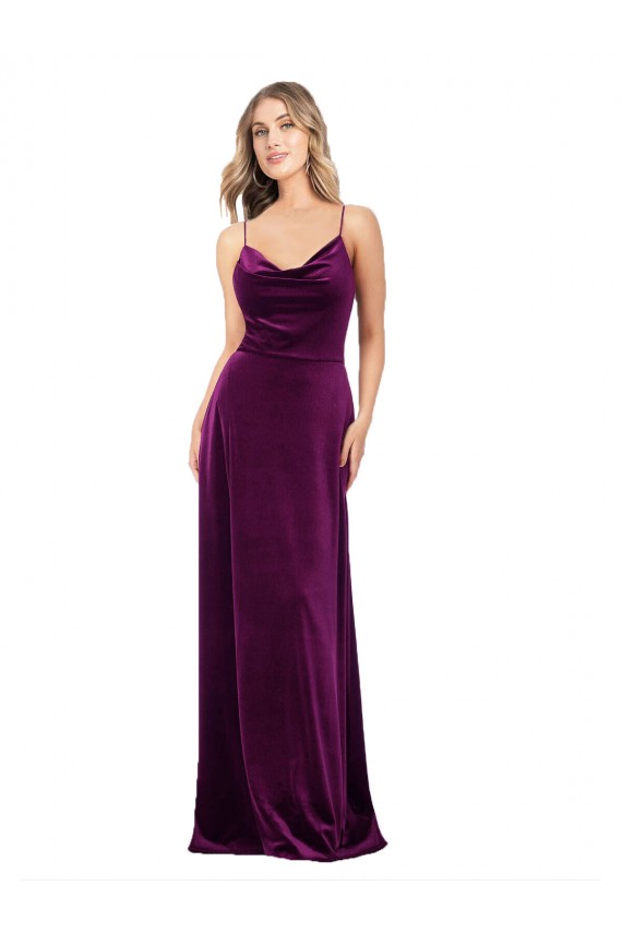 Open Back Grape A-Line V-Neck Long Formal Evening Gown / Prom Dress / Bridesmaid Dress York