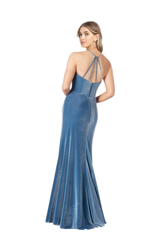 Open Back Black Sheath Jewel Neck Long Formal Evening Gown / Prom Dress / Bridesmaid Dress York