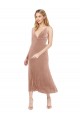 V-Back Pink A-Line V-Neck Midi Length Prom Dress / Bridesmaid Dress York