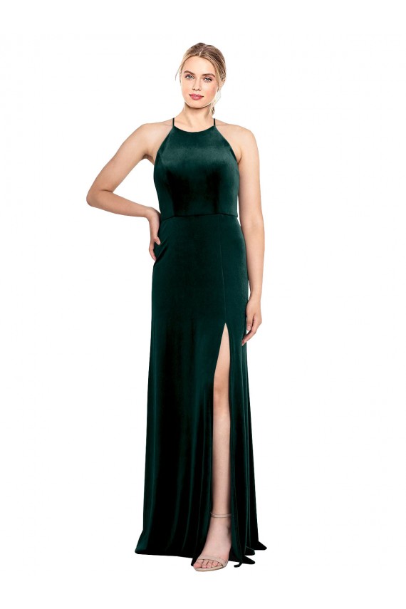 Keyhole Back Dark Green A-Line Jewel Neck Long Prom Dress / Bridesmaid Dress York
