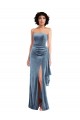 Low Back Dusty Blue Sheath Strapless Long Formal Evening Gown / Prom Dress / Bridesmaid Dress York