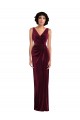 Burgundy Sheath V-Neck Long Semi Formal Evening Dress / Prom Dress / Bridesmaid Dress York