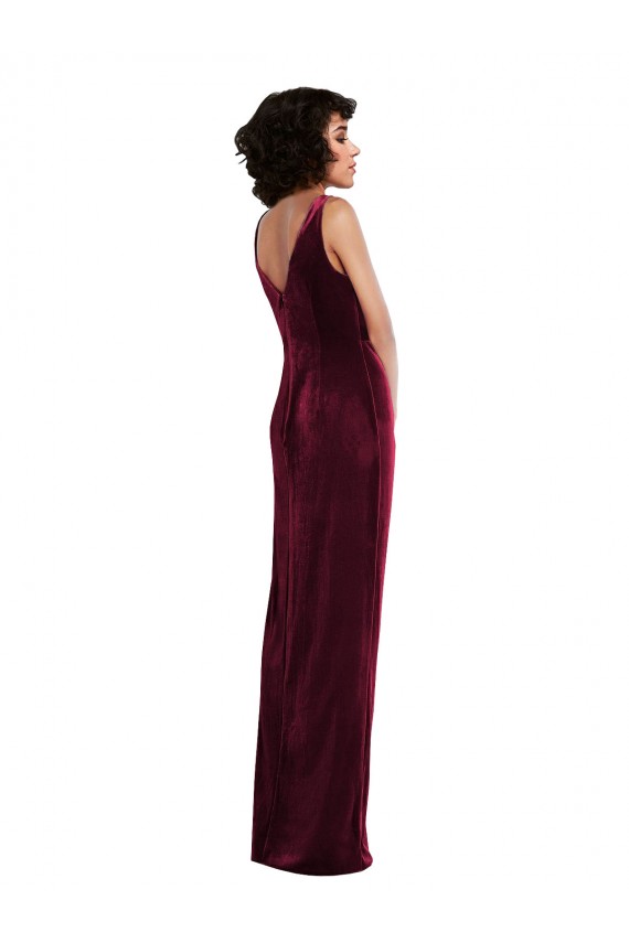 Burgundy Sheath V-Neck Long Semi Formal Evening Dress / Prom Dress / Bridesmaid Dress York