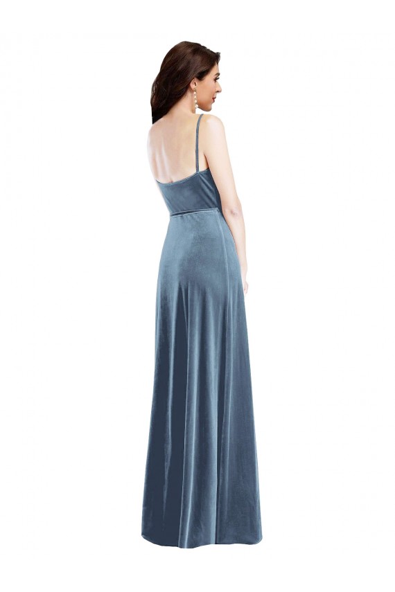Low Back Dusty Blue A-Line Sweetheart Long Semi Formal Evening Dress / Prom Dress / Bridesmaid Dress York