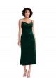 Open Back Dark Green Sheath Cowl Neck Midi Length Black Tie Evening Gown / Prom Dress / Bridesmaid Dress York