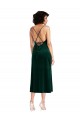 Open Back Dark Green Sheath Cowl Neck Midi Length Black Tie Evening Gown / Prom Dress / Bridesmaid Dress York