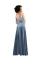 Open Back Dusty Blue Sheath Cowl Neck Long Semi Formal Evening Dress / Prom Dress / Bridesmaid Dress York