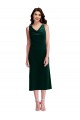 V-Back Dark Green Sheath Cowl Neck Midi Length Evening Gown / Prom Dress / Bridesmaid Dress York