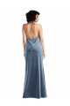 V-Back Dusty Blue Sheath Cowl Neck Long Bridesmaid Dress / Evening Dress York