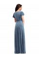 Dusty Blue A-Line V-Neck Long Black Tie Evening Gown / Prom Dress / Bridesmaid Dress York