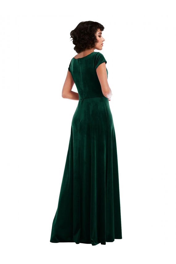 Dark Green A-Line Cowl Neck Long Black Tie Evening Gown / Prom Dress / Bridesmaid Dress York