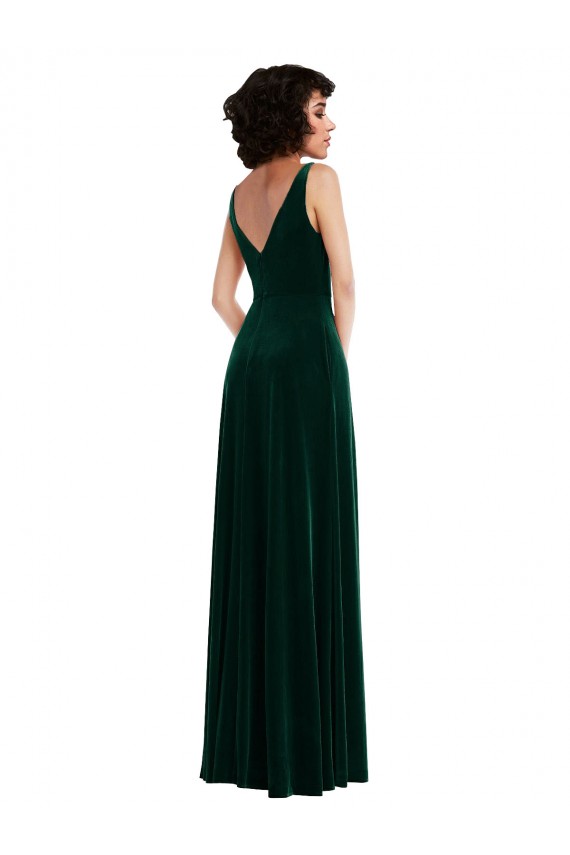 V-Back Dark Green A-Line V-Neck Long Bridesmaid Dress / Evening Dress York