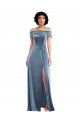 Dusty Blue A-Line Off the Shoulder Long Semi Formal Evening Dress / Prom Dress / Bridesmaid Dress York