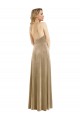 Open Back Champagne A-Line High Neck Long Semi Formal Evening Dress / Prom Dress / Bridesmaid Dress York