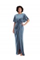 Open Back Dusty Blue Sheath Long Semi Formal Evening Dress / Prom Dress / Bridesmaid Dress York