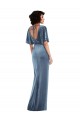 Open Back Dusty Blue Sheath Long Semi Formal Evening Dress / Prom Dress / Bridesmaid Dress York