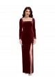Low Back Burgundy A-Line Square Neck Long Prom Dress / Bridesmaid Dress York
