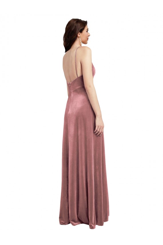 Low Back Cinnamon Rose A-Line V-Neck Long Formal Evening Gown / Prom Dress / Bridesmaid Dress York