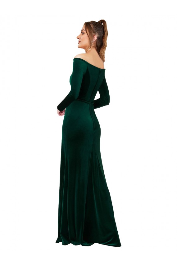 Dark Green Sheath Off the Shoulder Long Formal Evening Gown / Prom Dress / Bridesmaid Dress York