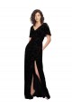 V-Back Black A-Line V-Neck Long Bridesmaid Dress York