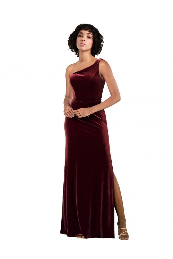 Burgundy Column One Shoulder Long Formal Evening Gown / Prom Dress / Bridesmaid Dress York