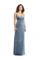Low Back Dusty Blue Sheath Square Neck Long Formal Evening Gown / Prom Dress / Bridesmaid Dress York