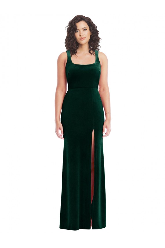 Dark Green Trumpet Square Neck Long Semi Formal Evening Dress / Prom Dress / Bridesmaid Dress York