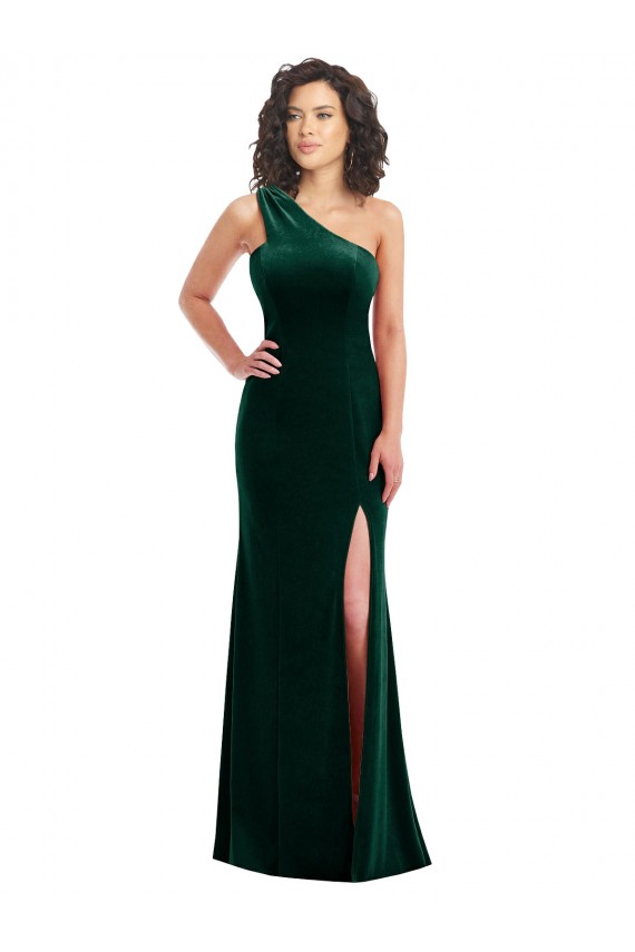 Dark Green Trumpet One Shoulder Long Black Tie Prom Dress / Bridesmaid Dress York