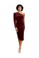 Burgundy A-Line One Shoulder Midi Length Black Tie Prom Dress / Bridesmaid Dress York