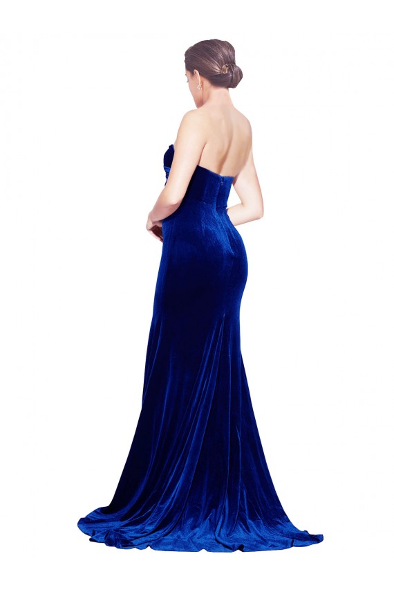 Low Back Royal Blue Mermaid Strapless Sweep Train Formal Evening Gown / Prom Dress / Bridesmaid Dress York