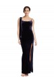 Low Back Dark Navy Sheath Square Neck Long Formal Evening Gown / Prom Dress / Bridesmaid Dress York