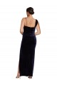 Low Back Dark Navy Sheath Square Neck Long Formal Evening Gown / Prom Dress / Bridesmaid Dress York