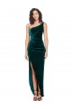 Low Back Dark Green Sheath One Shoulder Long High Low Evening Gown / Prom Dress / Bridesmaid Dress York