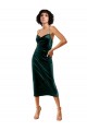 Open Back Dark Green Sheath Cowl Neck Midi Length Formal Dress / Bridesmaid Dress York