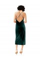 Open Back Dark Green Sheath Cowl Neck Midi Length Formal Dress / Bridesmaid Dress York